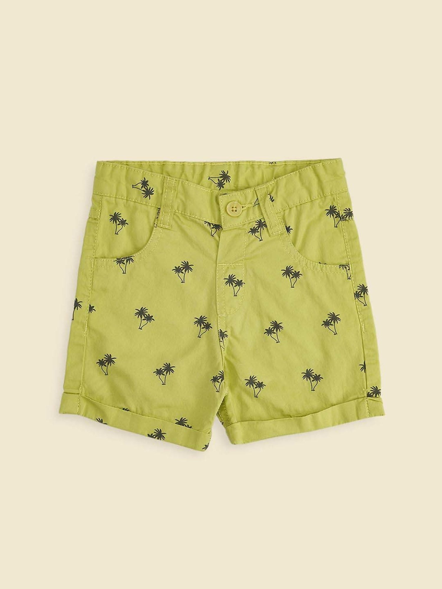 Pantaloons Baby Lime Green & Black Cotton Printed Shorts