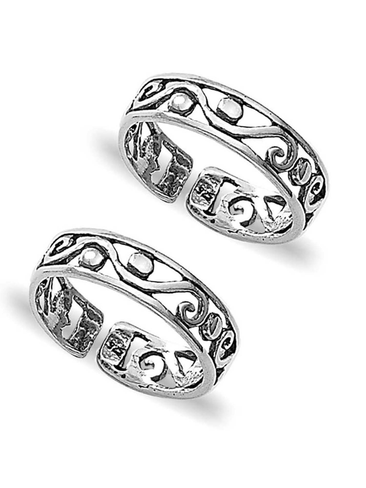 Taraash 92.5 Sterling Silver Cutwork Toe Rings