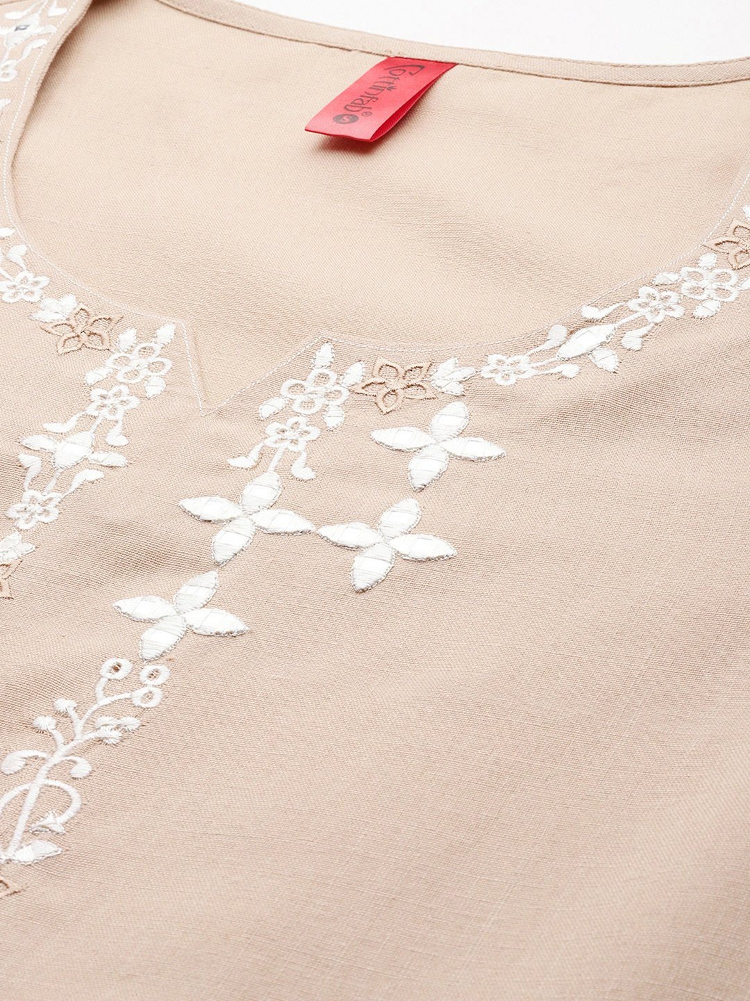 Cottinfab Beige Embroidered Tunic