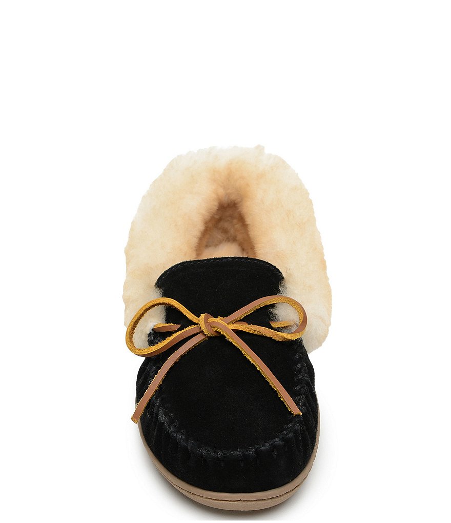 Minnetonka Alpine Suede Sheepskin Moc Slippers