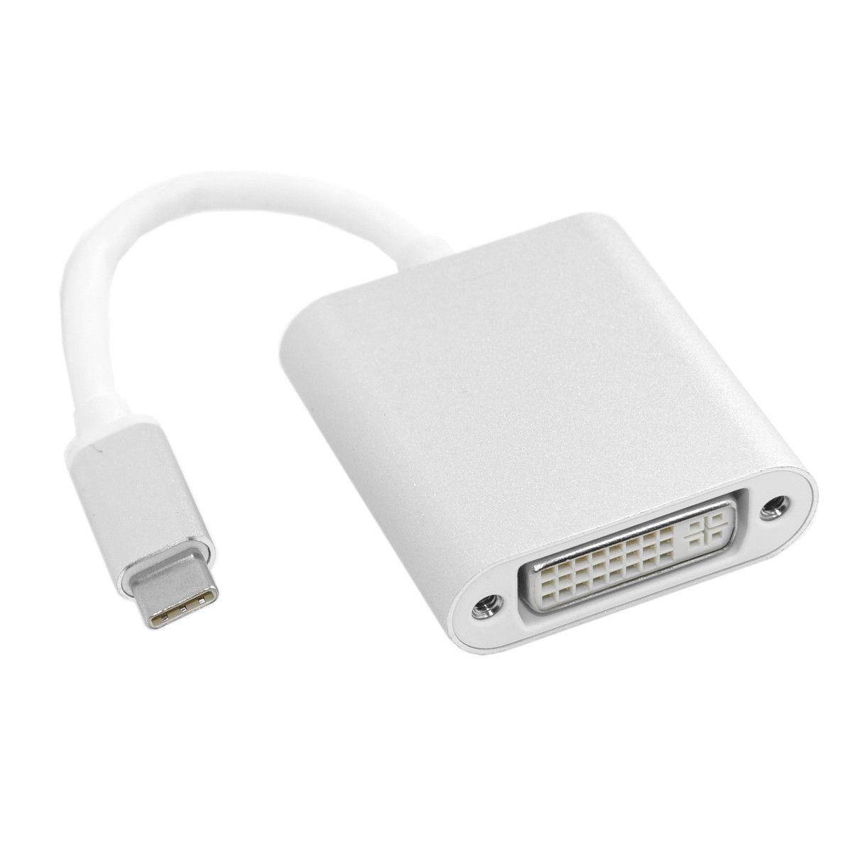 USB Type-C USB-C Male to DVI 24+5 Pin DVI-I Female 1080p Connector Converter Adapter Cable for Macbook Chromebook Pixel Tablet Silver