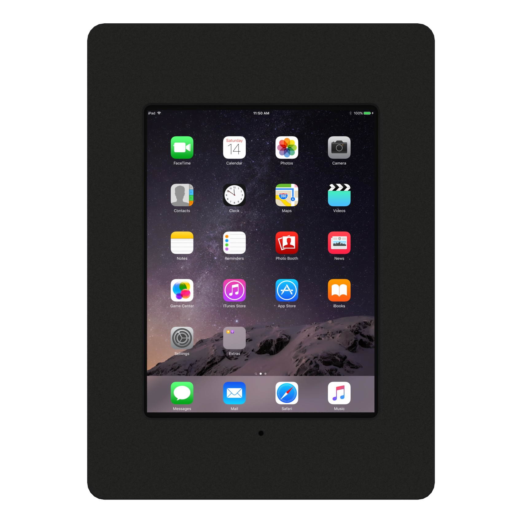 VidaMount Black Covered Home Button VESA Enclosure compatible with iPad Mini 1/2/3