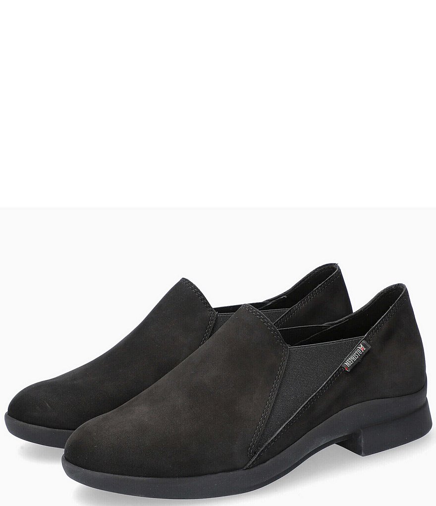 Mephisto Sirina Nubuck Leather Slip-On Block Heel Loafers