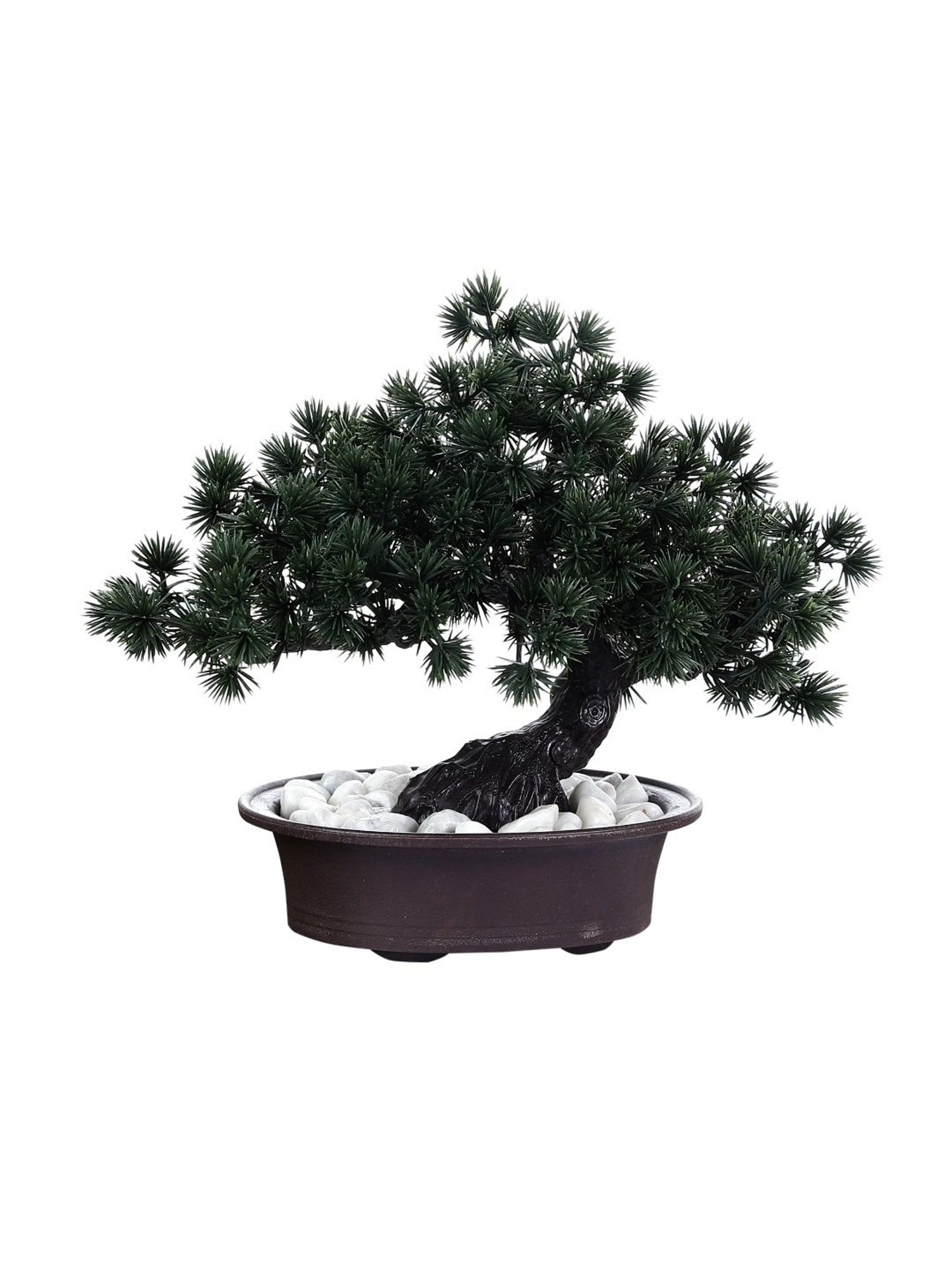 Foliyaj Multicolor Plastic Artificial Bent Bonsai Tree with Pot