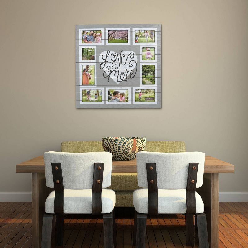 24" x 24" 10 Opening 4" x 6" Sentiment Collage Photo Display Gray/White - New View