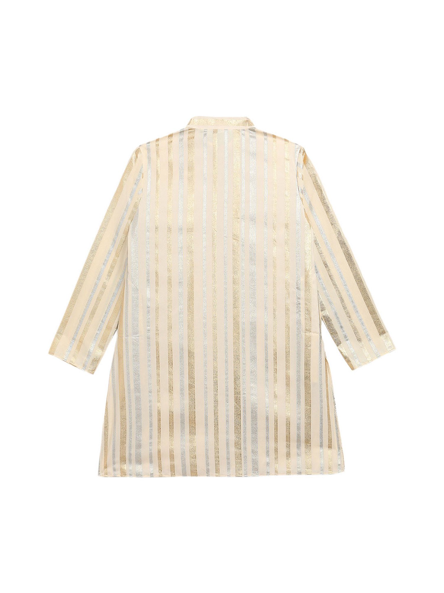 Ahalyaa Kids Beige Striped Kurta with Churidars