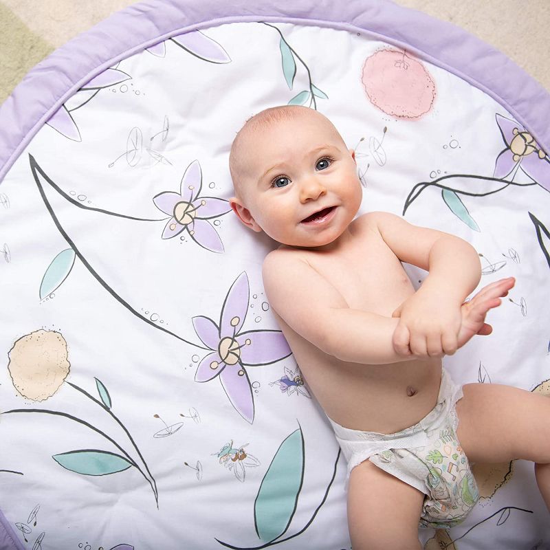 JumpOff Jo - Round Baby Floor Mat for Tummy Time, Play, and More, 36" Diameter - Fairy Blossom