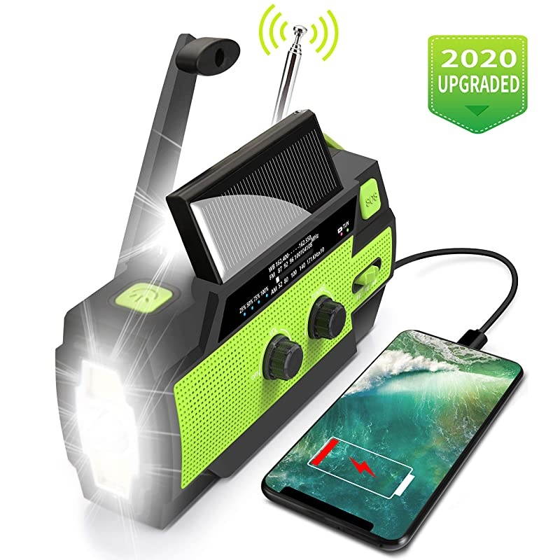 Flashlight Radio2020 Upgraded AMFMNOAA Weather Solar Crank Radio with 4000 mAh Replaceable Liion Battery Sensor Reading Lamp3 Modes FlashlightPhone Charger for Hurricanes Tornadoes