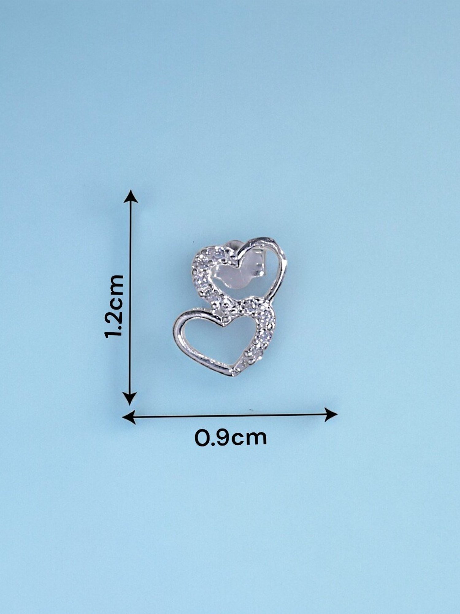Taraash 925 Sterling Silver Double Heart CZ Stud Earrings for Women