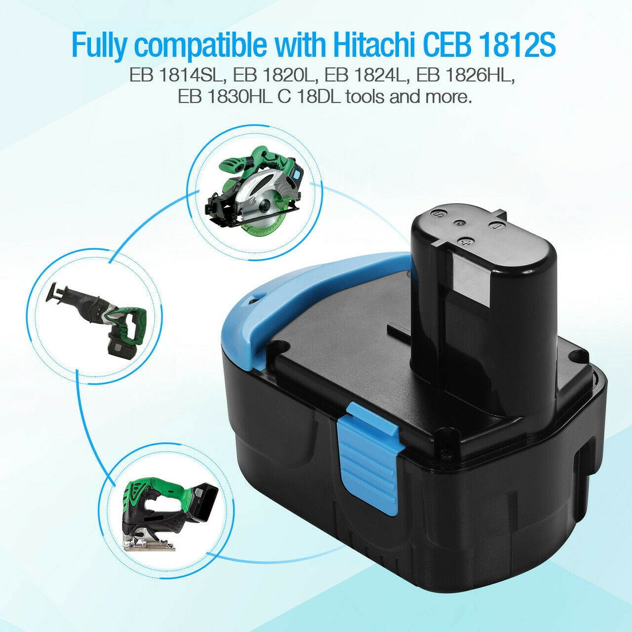 Upgraded 3000mAh 18V Battery Replacement For Hitachi EB1820L EB1824L EB1830HL US