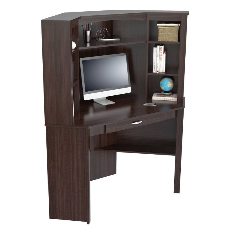 Corner Workstation with Hutch Espresso - Inval
