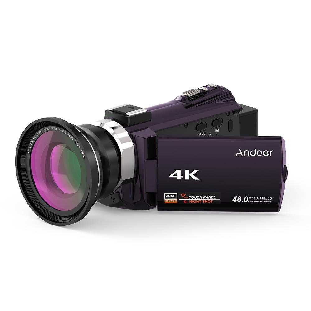 Andoer 4K 1080P 48MP WiFi Digital Video Camera Camcorder Recorder with 0.39X Wide Angle Macro Lens Novatek 96660 Chip 3inch Capacitive Touchscreen IR Infrared Night Sight 16X Zoom Cold Shoe Support