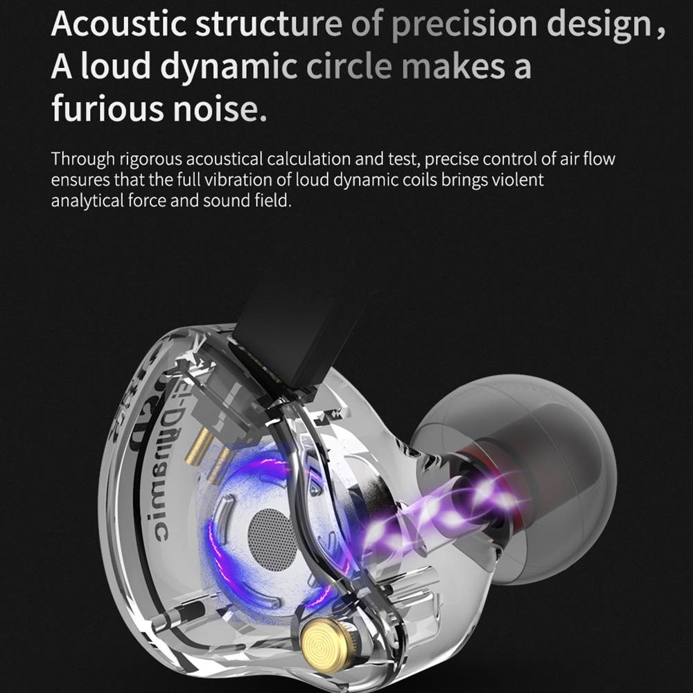 QKZ VK4 3.5mm Wired Headphones In-ear Sports Headset Moving Coil Music Earphones In-line Control with Mic Detachable Replaced Cable