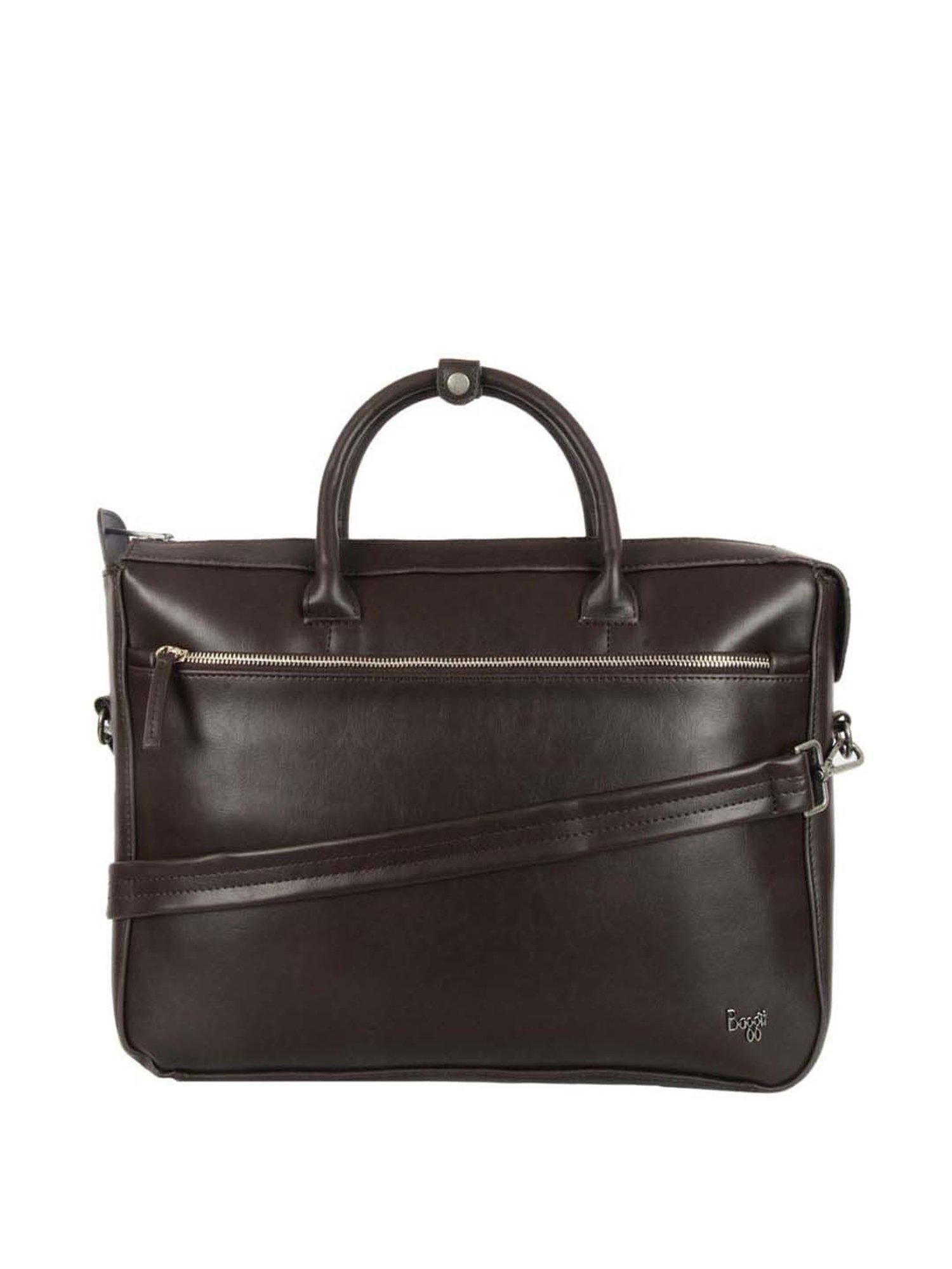 Baggit Brown PVC Solid Laptop Messenger Bag