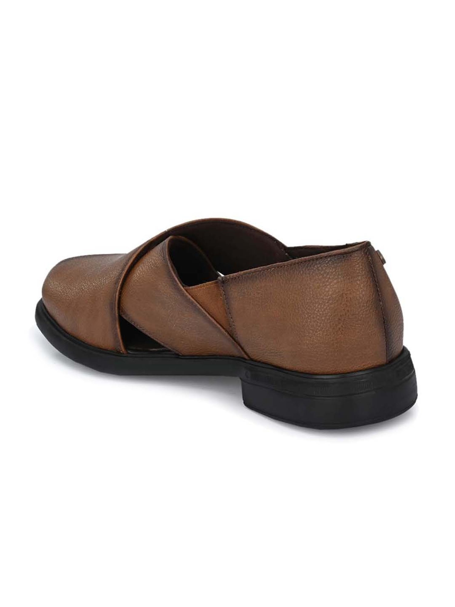 Delize Men's Tan Cross Strap Sandals