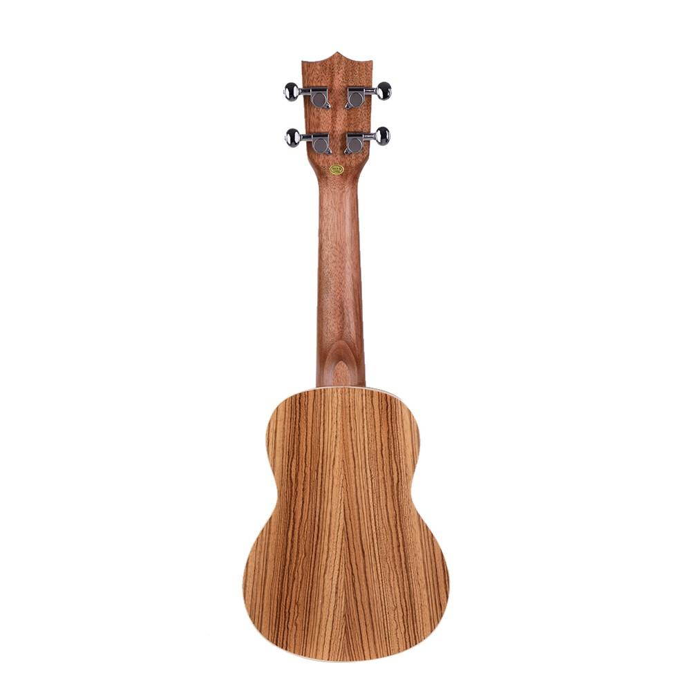 ammoon Zebrawood 21" Acoustic Ukulele 15 Fret 4 Strings Stringed Musical Instrument