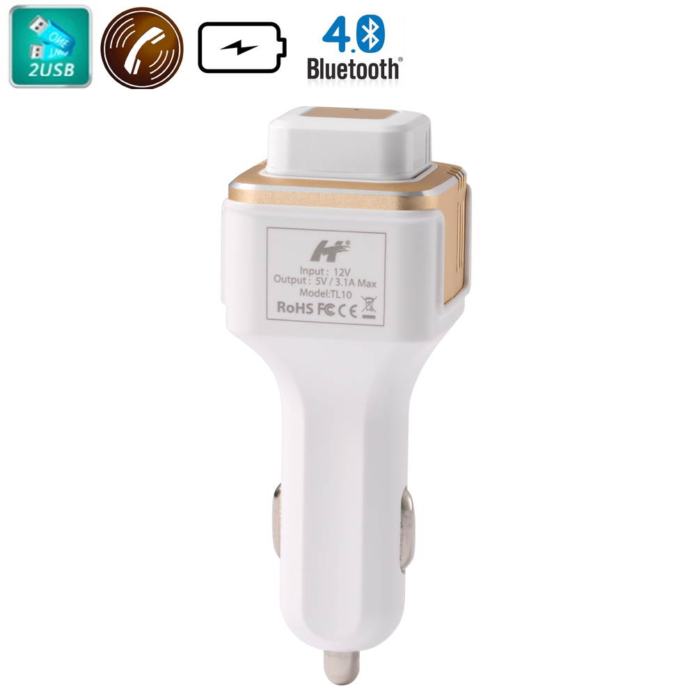 [Second Generation] Megadream&reg; Healthy Car Charger Bluetooth Headset Oxygen Bar with Noise Reduction for iPhone 6S Plus 6 iPad Air 2 Mini Pro Samsung Galaxy S6 Edge Plus S5 Note 5 4 HTC Sony LG Gold