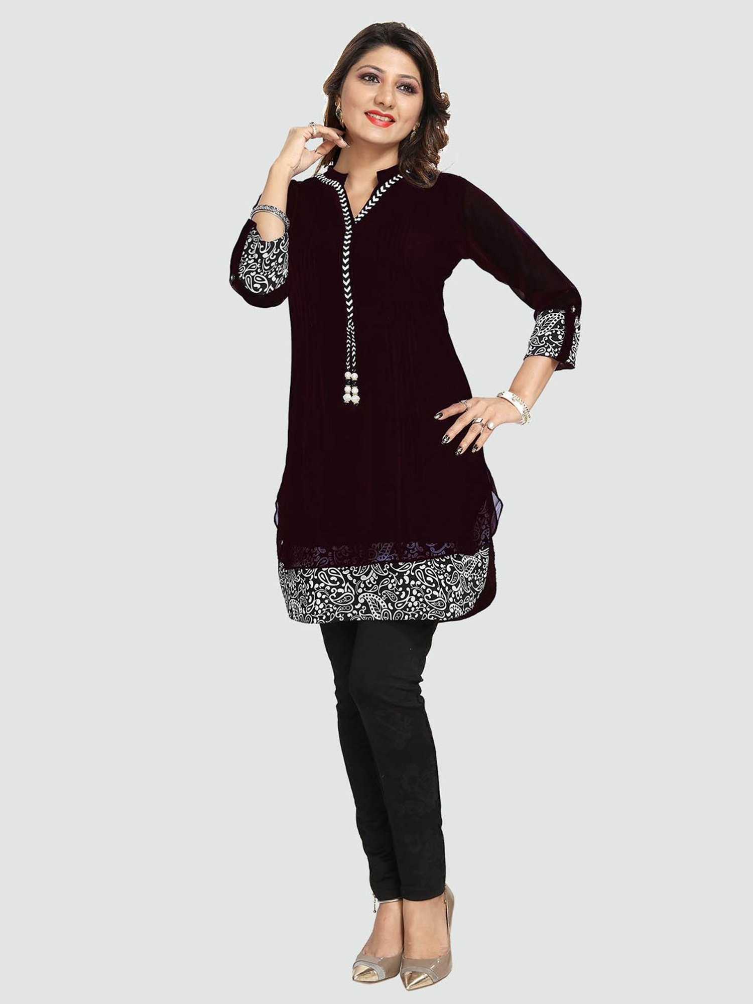 Saree Swarg Brown Embellished Tunic