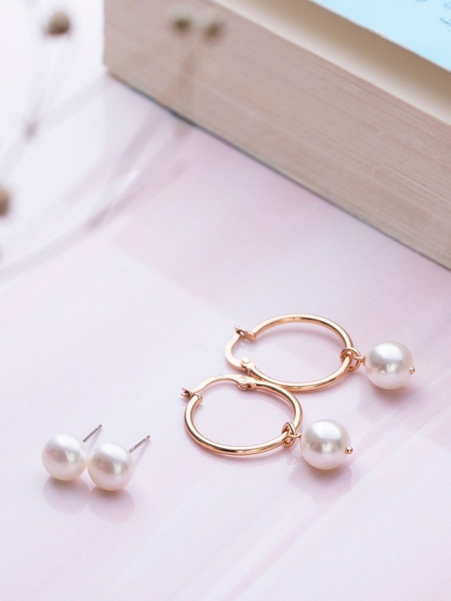 Zavya Simple Pearl 92.5 Sterling Silver Stud & Drop - Set of 2