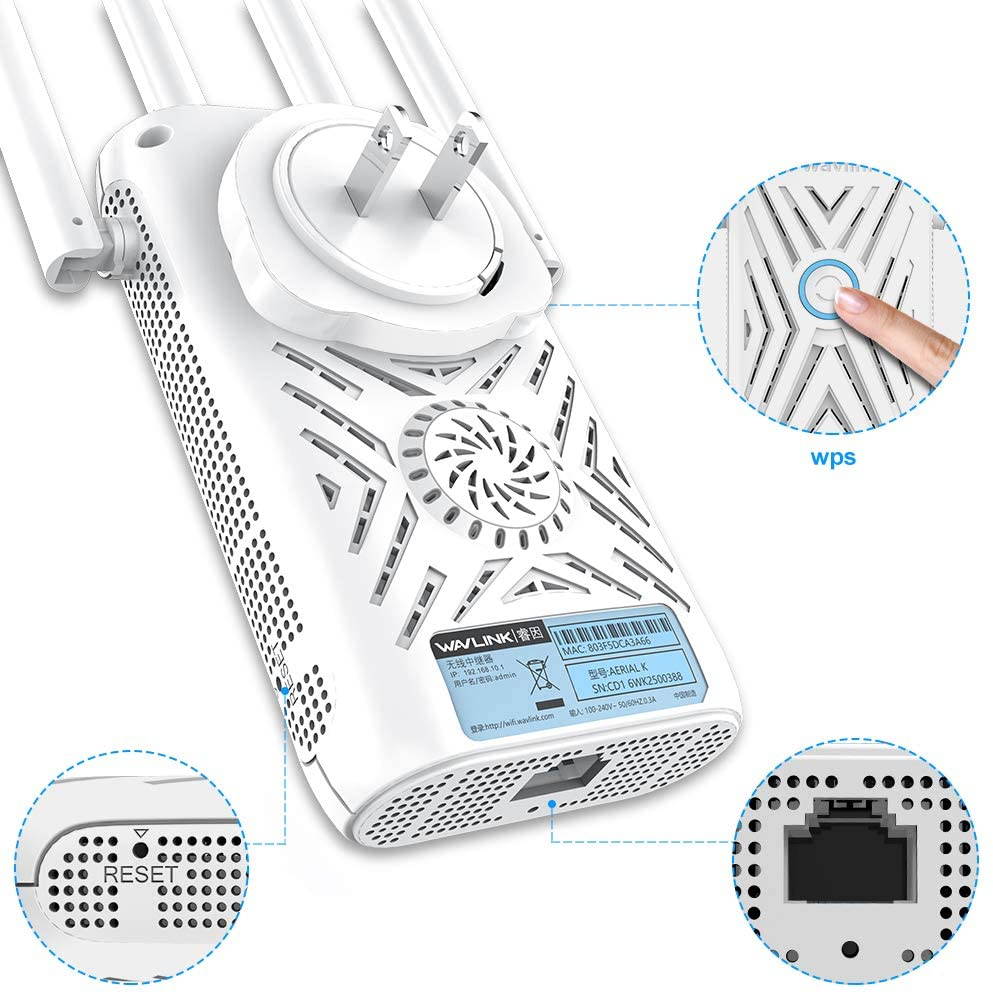 AC1200 WiFi Range Extenders,Signal Booster 1200Mbps 2.4+5Ghz Dual Band Wi-Fi Amplifier Repeater/Wireless Router/Access Point AP 3 in 1, Wall Plug Design for Convenient Placement