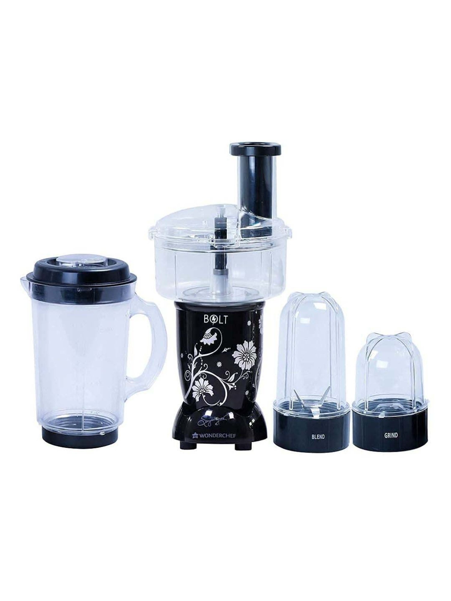 Wonderchef Nutri-blend BOLT 22000 RPM Food Processor & Atta Kneader with 4 Jar (600W, Black)
