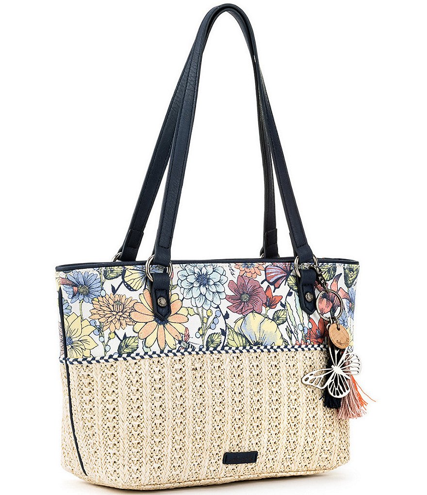 Sakroots Ellis Small Floral Straw Satchel