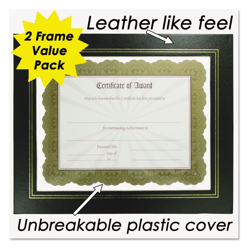 Nudell Leatherette Document Frame 8-1/2 x 11 Black Pack of Two 21202
