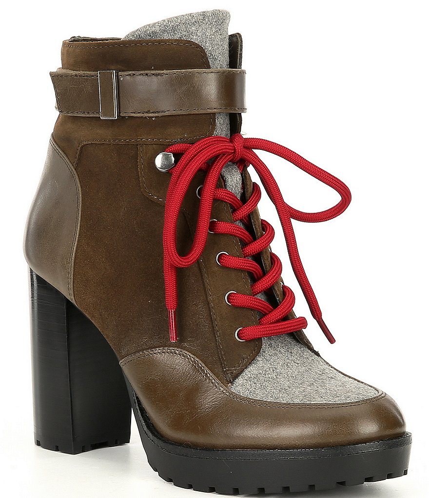 bionica Denali 2 Collection Derinda Waterproof Leather Block Heel Lug Sole Combat Booties