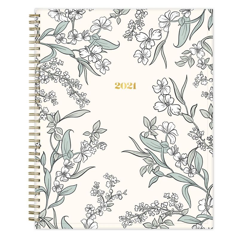 2021 The Everygirl Planner 8.5" x 11" Clear Plastic Cover Weekly/Monthly Wirebound Tuberose - Blue Sky