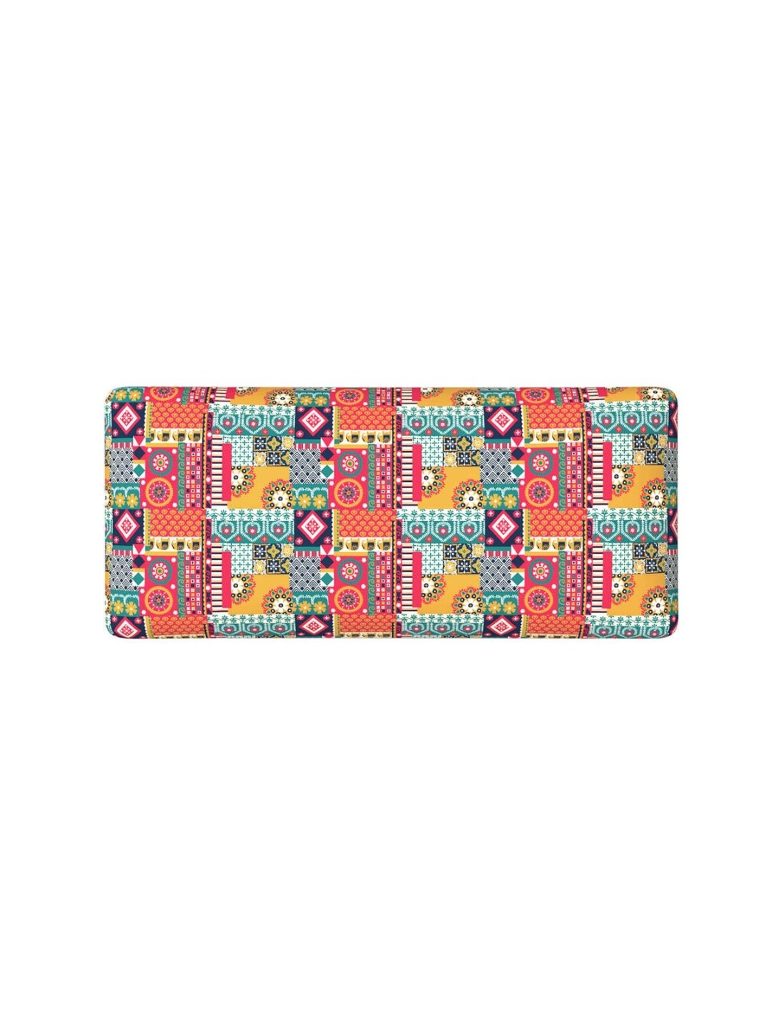 Chumbak Jodhpur Swirls Ikat Multicolor Sheesham Wood Bench