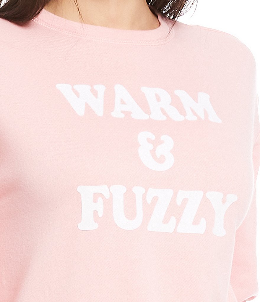 Jasmine & Ginger Warm & Fuzzy Flocked Screen Print Crewneck Fleece Sleep Sweatshirt