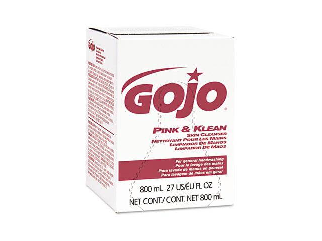GOJO 9128-12EA Pink & Klean Skin Cleanser 800-ml Bag-in-Dispenser Refill, Floral
