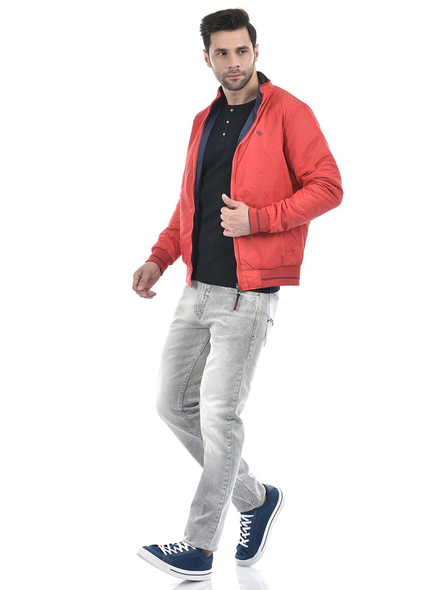Lawman Pg3 Red & Navy Regular Fit Cotton Reversible Jacket