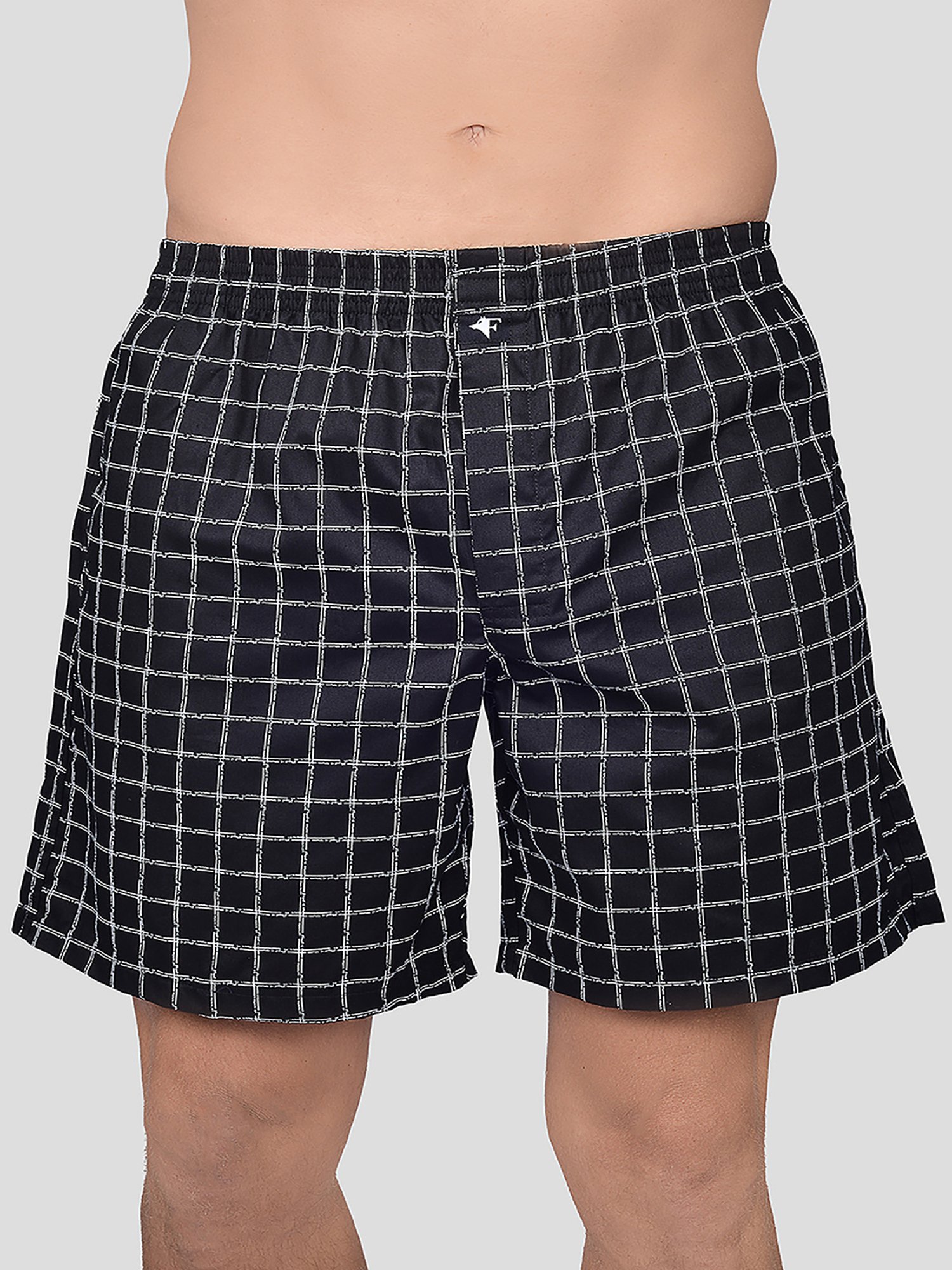 Frenchie Black Relaxed Fit Check Boxers