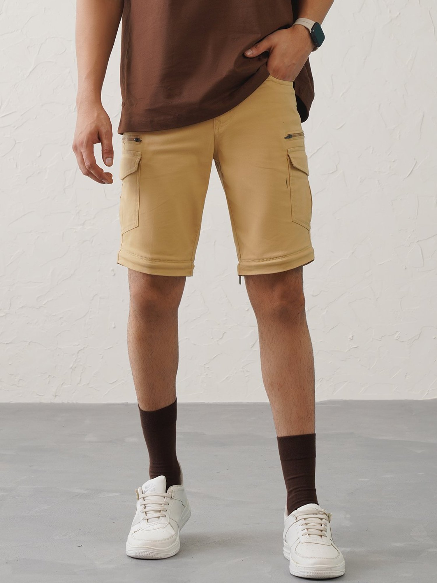 MinusOne Khaki Regular Fit Detachable Cargos