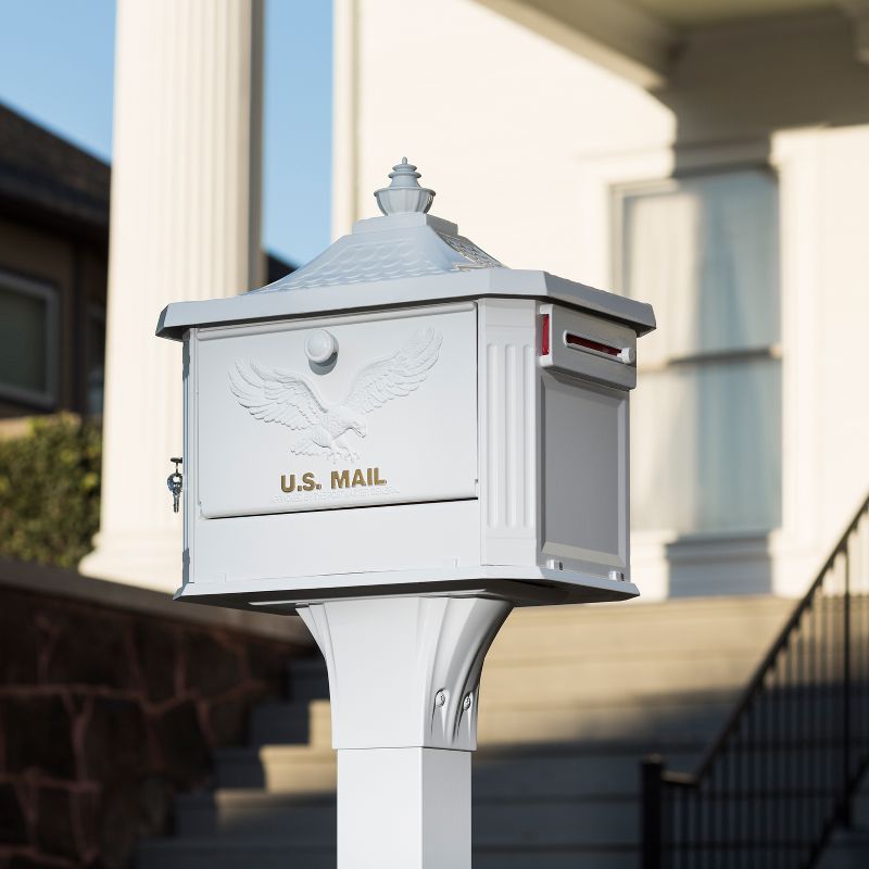 Gibraltar Mailboxes Hamilton Post Mount Mailbox White