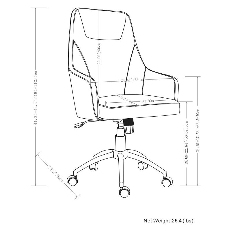 Zane Swivel Office Chair Linen Look Fabric Brown - WyndenHall