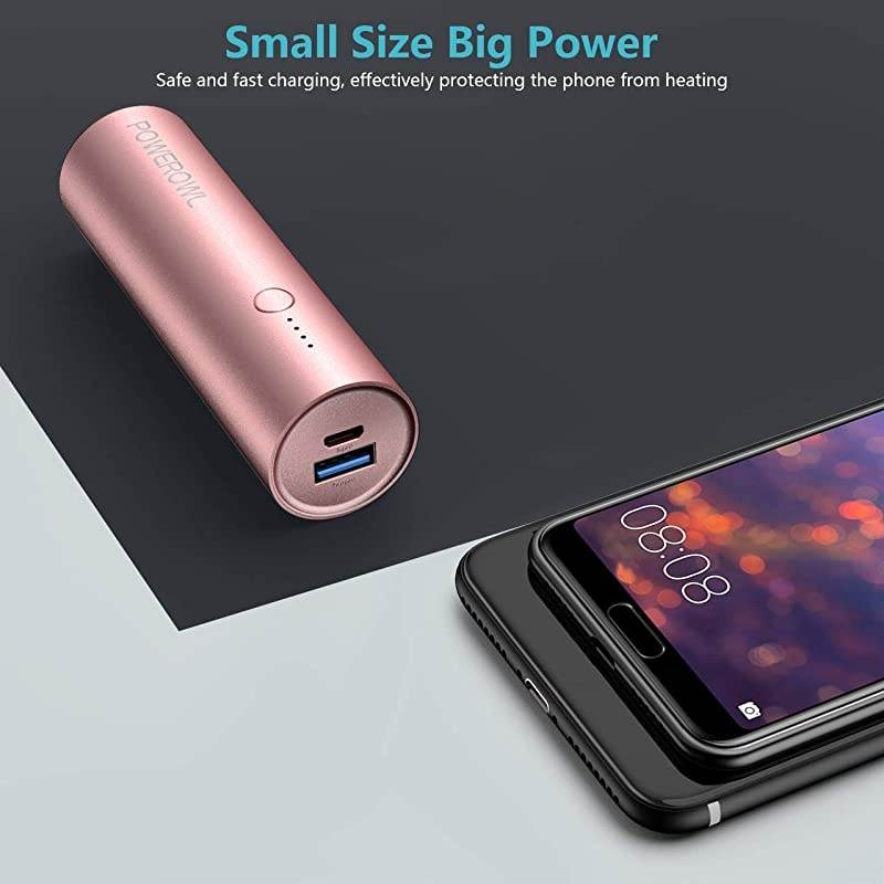 Portable Charger (5000mAh, Ultra-Compact, Universal) Travel Small USB Power Bank, High Capacity Lightweight External Battery Pack Compatible with iPhone iPad Samsung and More - Rose Gold