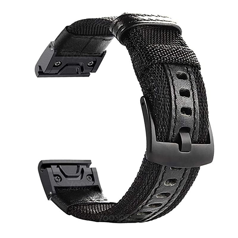 Fenix 5Fenix 6 Watch Band 22mm QuickFit NOTA Nylon Durable Wristband Strap for Garmin Fenix 55 PlusFenix 6InstinctQuatix 5 MARQForerunner 935945Fit Wrist 63866inch Black