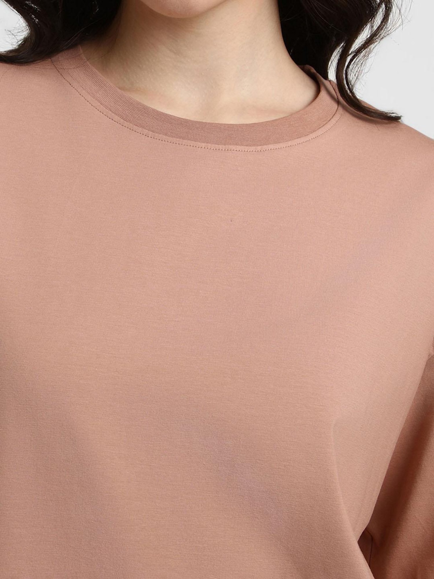 Forever 21 Beige Cotton Regular Fit T-Shirt