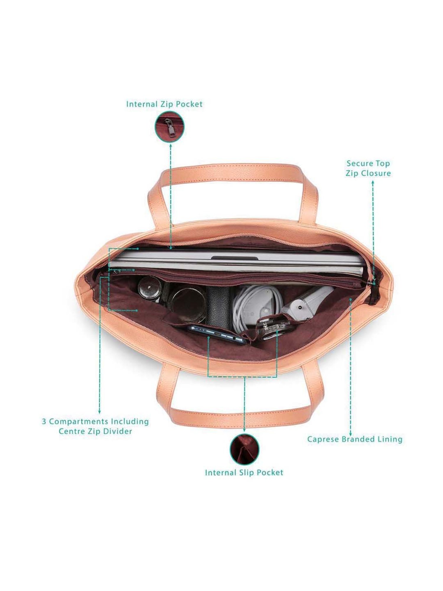 Caprese Rosamund Pink Solid Large Tote Handbag