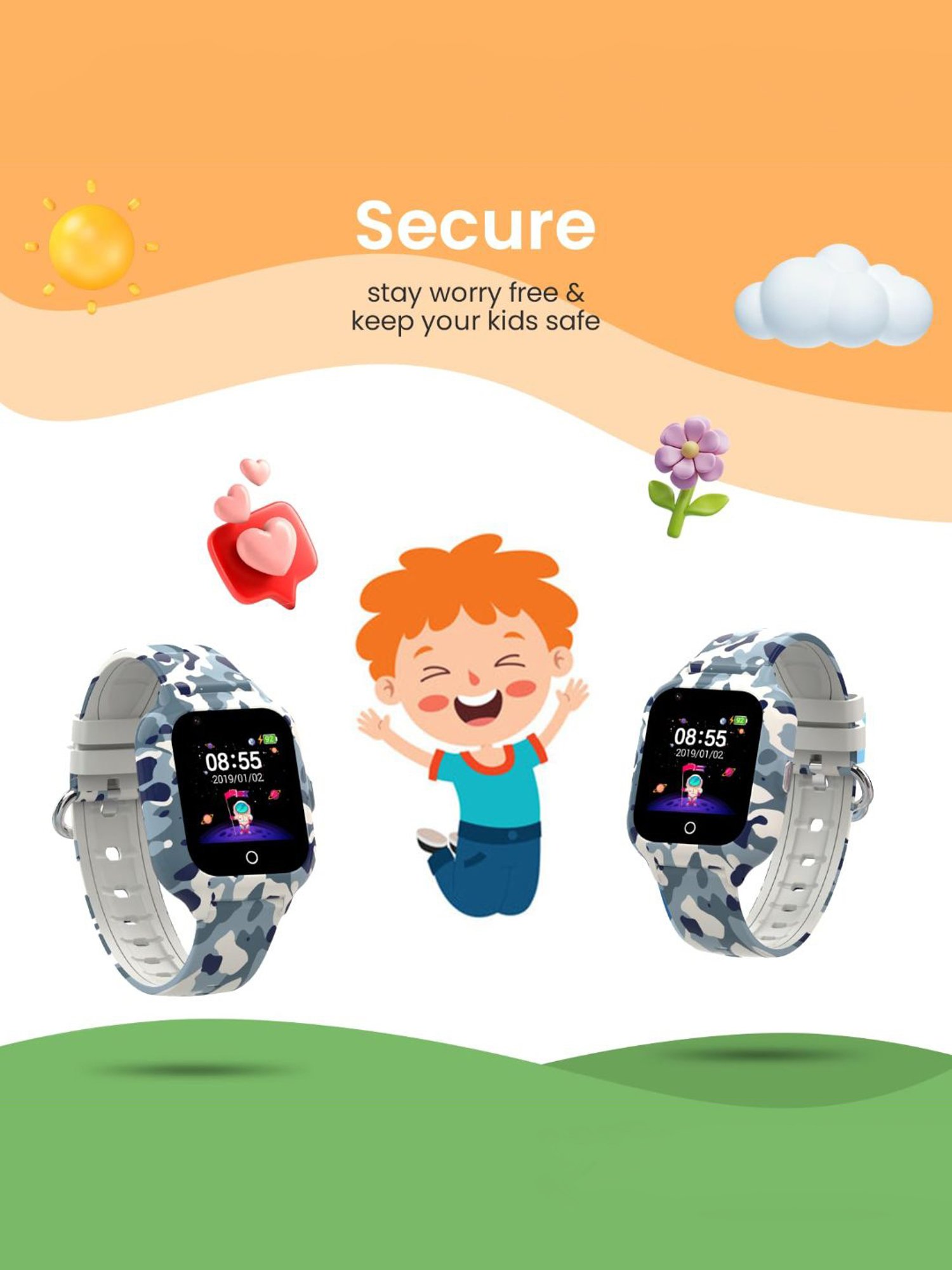 Turet Smartwatch for Kids with Camera, Games, Recorder, Sim Enabled 2-Way Calling (Black)