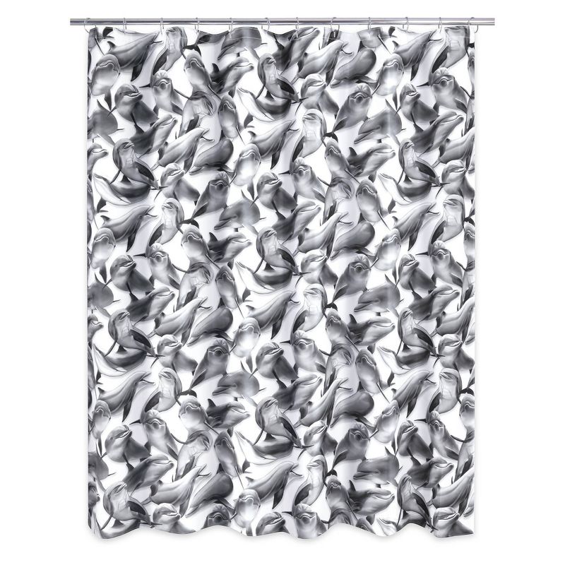 All Over Dolphin Shower Curtain Black - Allure Home Creations