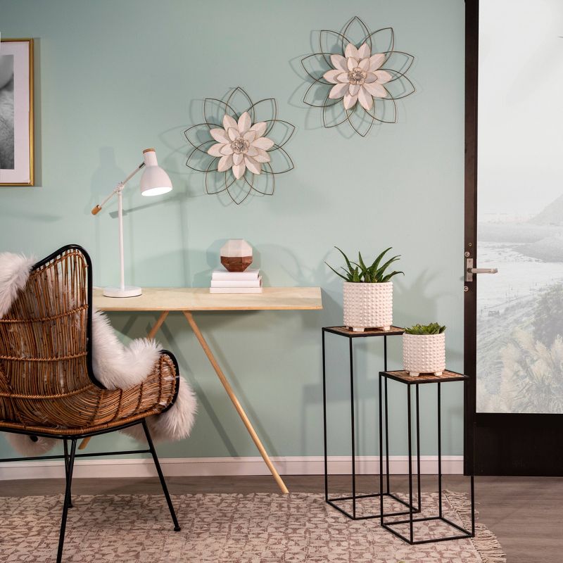 Set of 2 Ceramic Footed Planters White Dots - Sagebrook Home