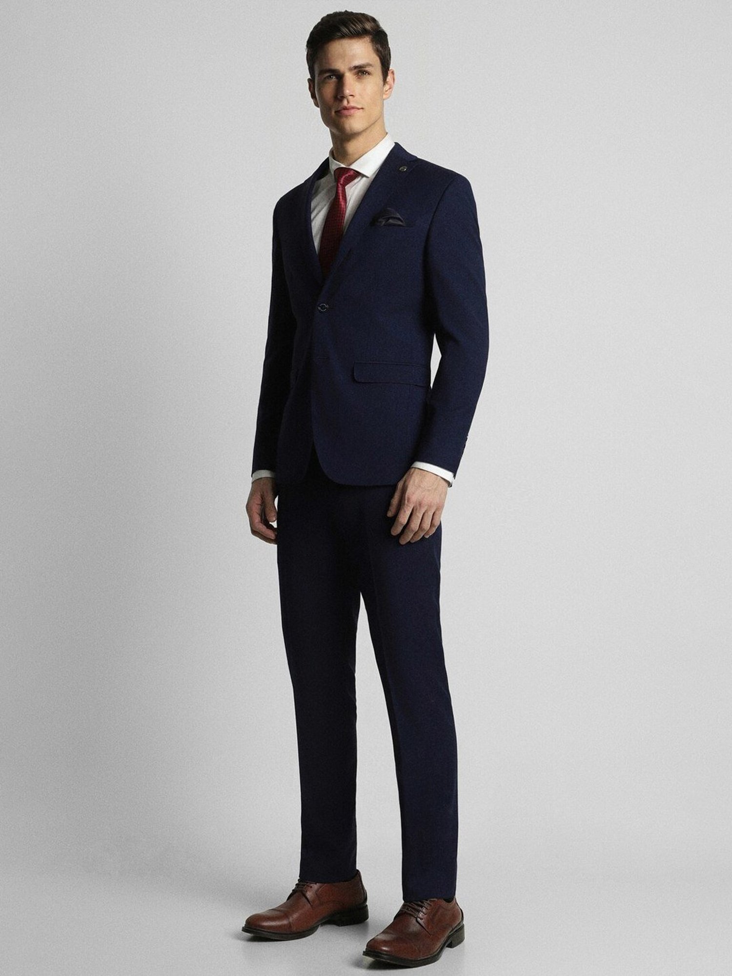 Raymond Brown  Slim Fit Printed Three Piece Suit