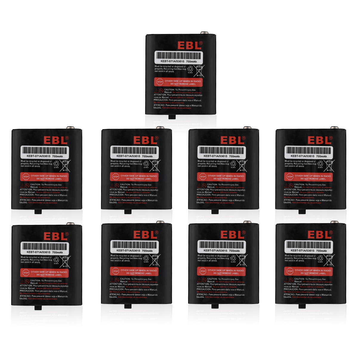 EBL 10 Pack 3.6V 700mAh Replacement Battery for Motorola Two-Way Radio KEBT-071A/53615 Motorola m53615 53615 KEBT-071-A KEBT-071-B KEBT-071-C KEBT-071-D