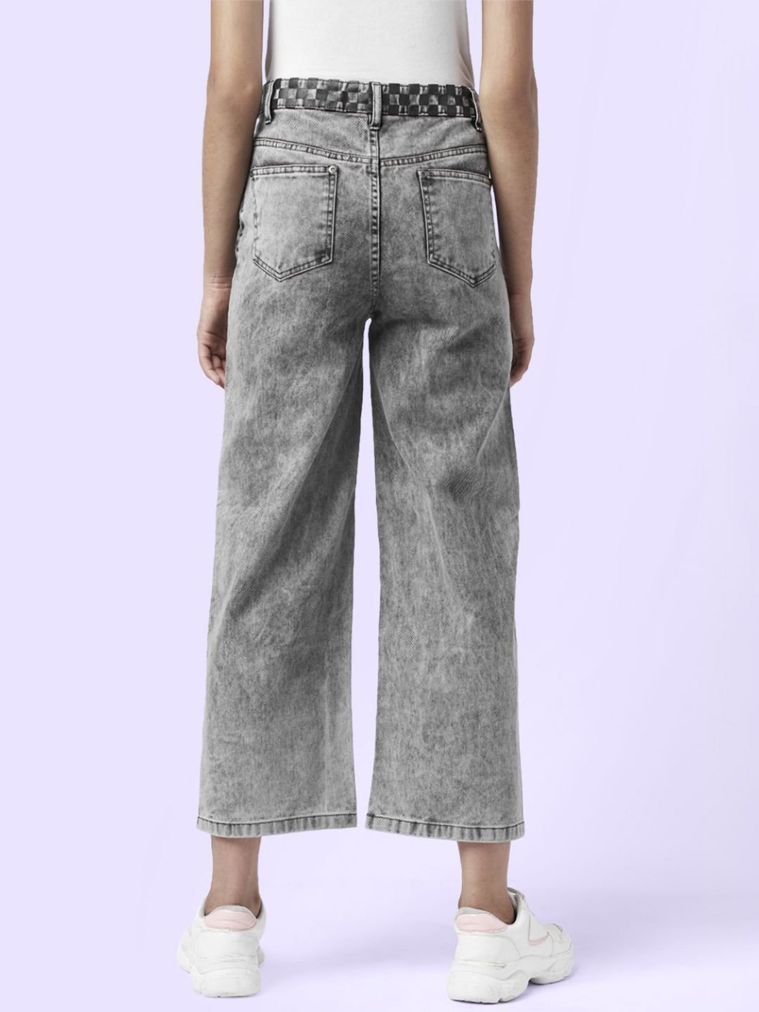 Coolsters by Pantaloons Girls Grey Cotton Distressed Jeans