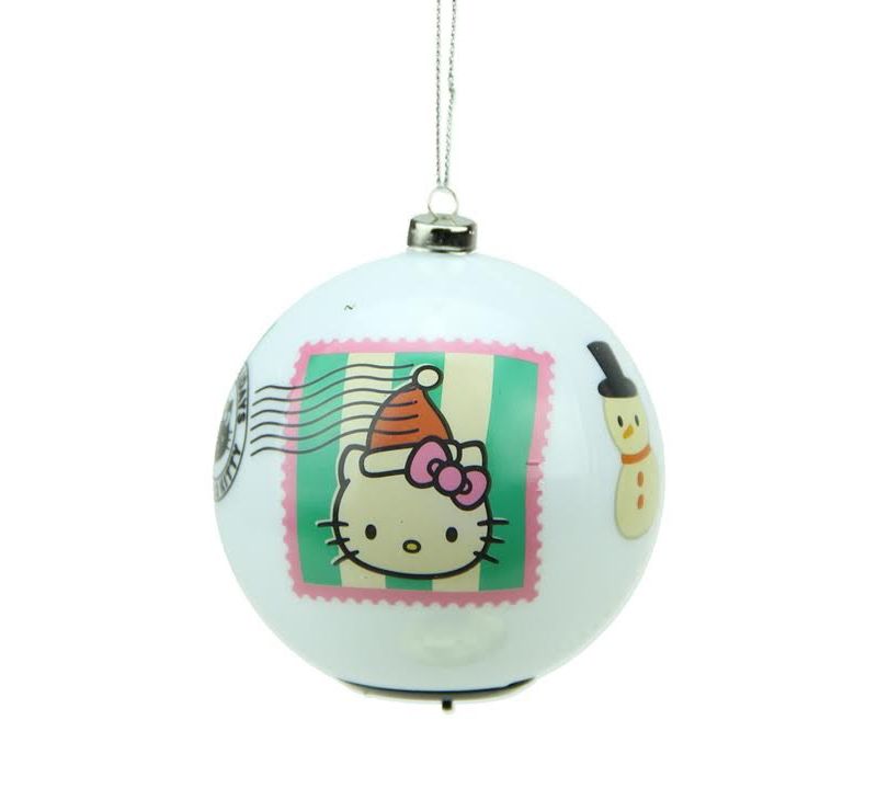 Carlton Cards 3.25" Heirloom LED Lighted Hello Kitty Ball Christmas Ornament - White/Blue