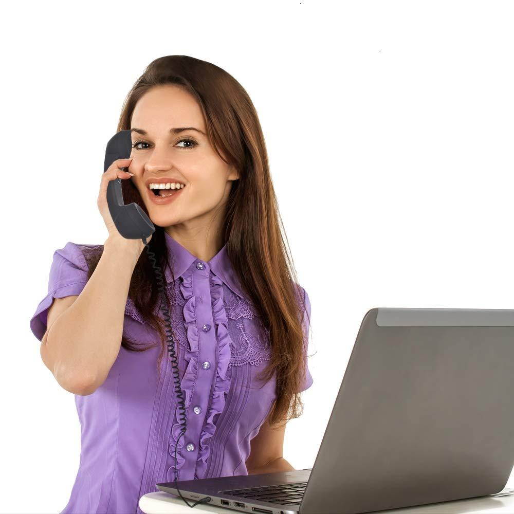 Koicaxy Cell Phone Handset,Retro Telephone Handset Anti Radiation Receivers 3.5MM for iPhone iPad,Mobile Phones,Computer Black