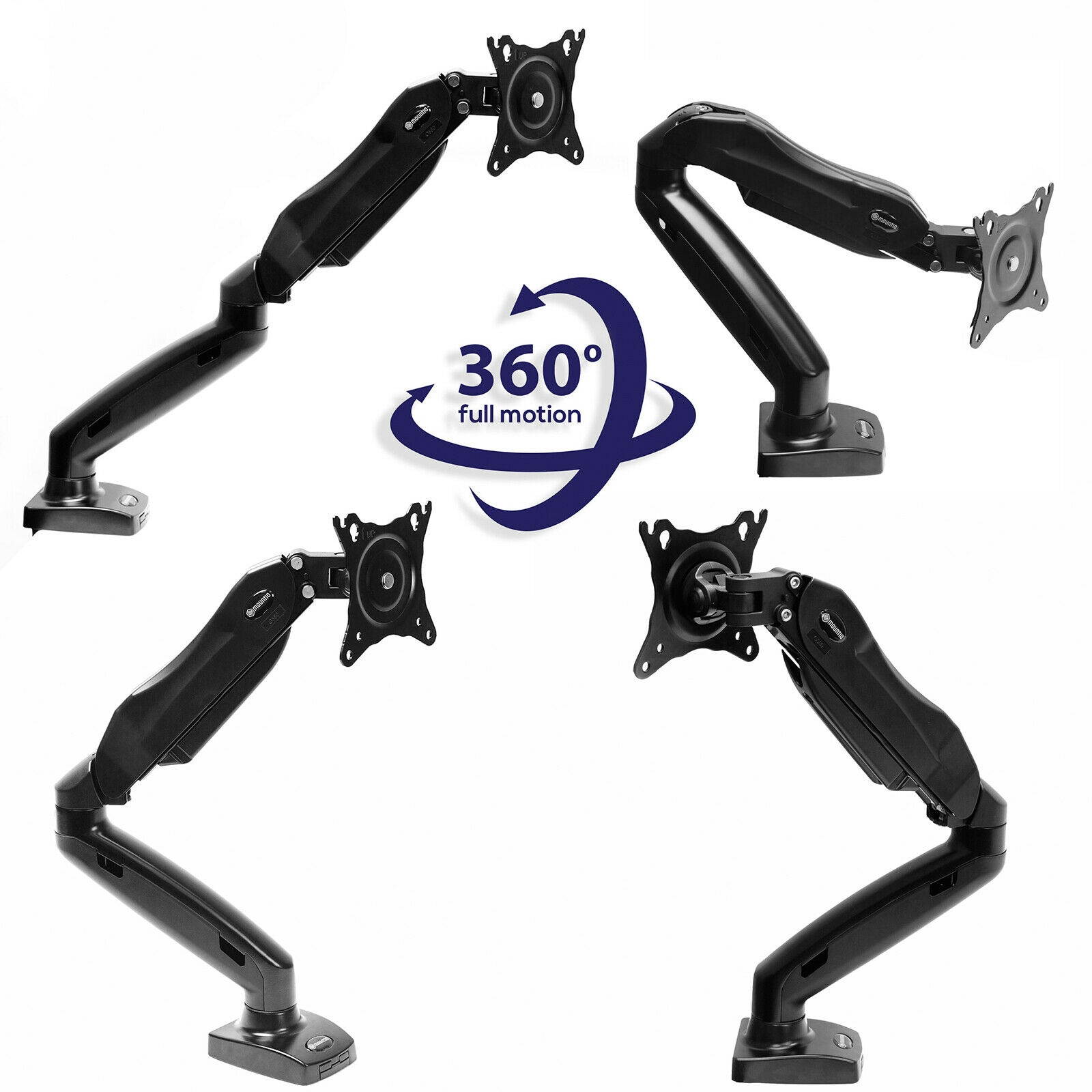 Full Motion LCD Monitor Arm Gas Spring Desk Mount for Screens up to 27"